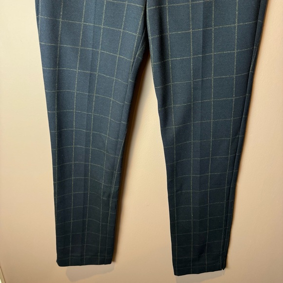 Theory Straight Trouser Windowpane Knit Pant Navy 2 - Picture 4 of 9